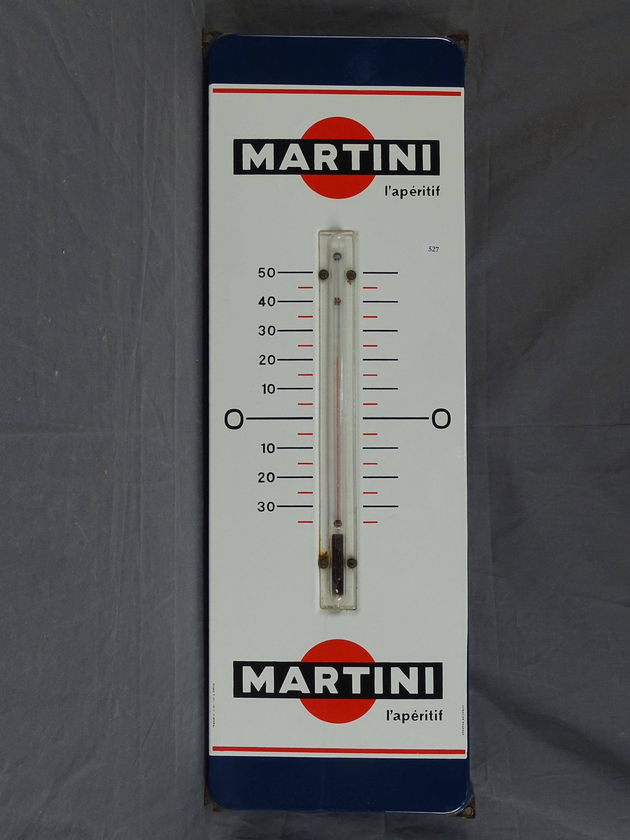 Thermomètre MARTINI sur tôle, Métal, Garage, 28 x 6.5 x 2 cm