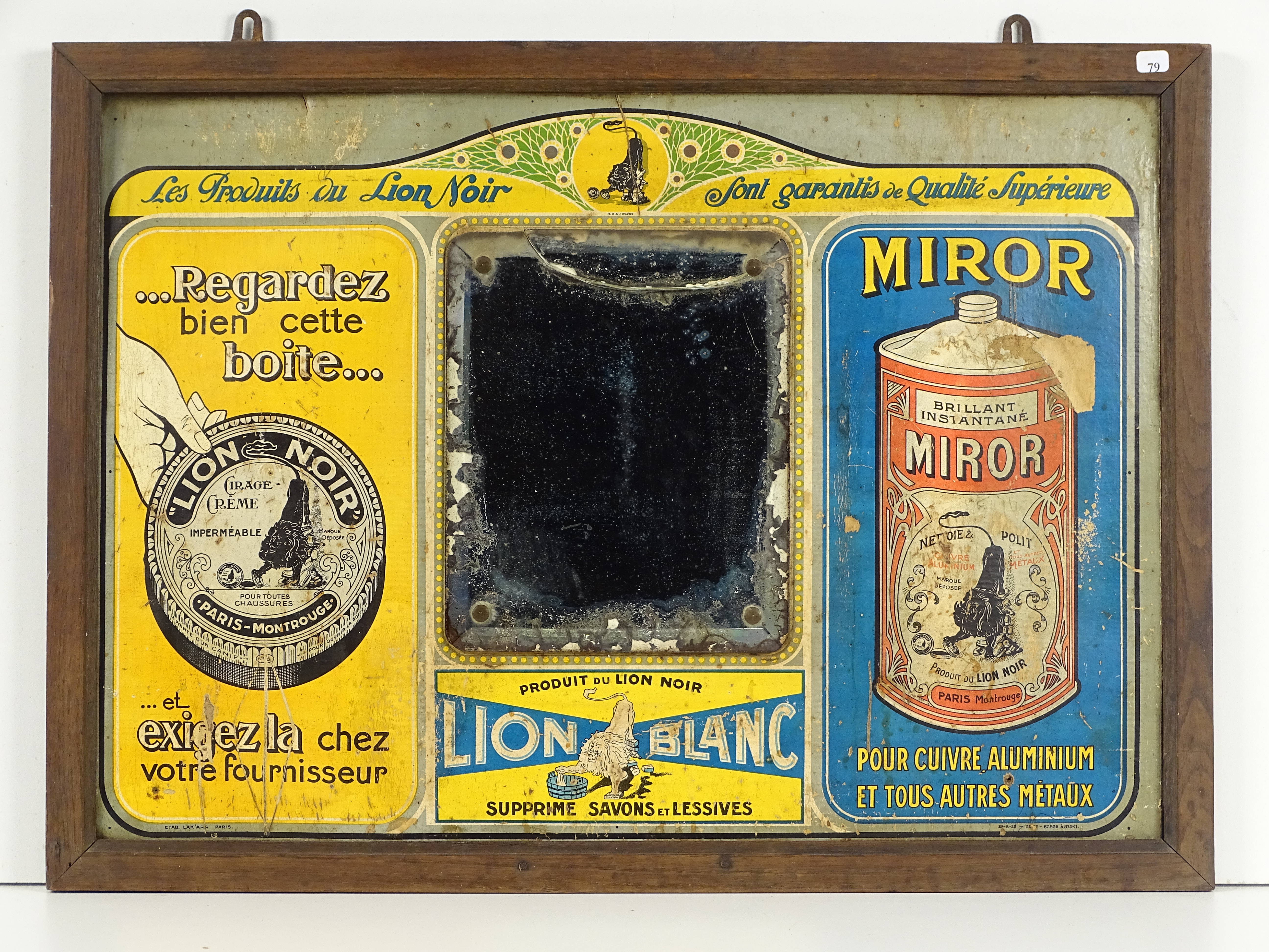 MIROR Brillant Liquide - Lion Noir à Paris-Montrouge : Plaque émaillée  cintrée de forme ovale. Perforations, Vente aux enchères : Estampes -  Affiches - Gravure - Lithographie - Eauforte
