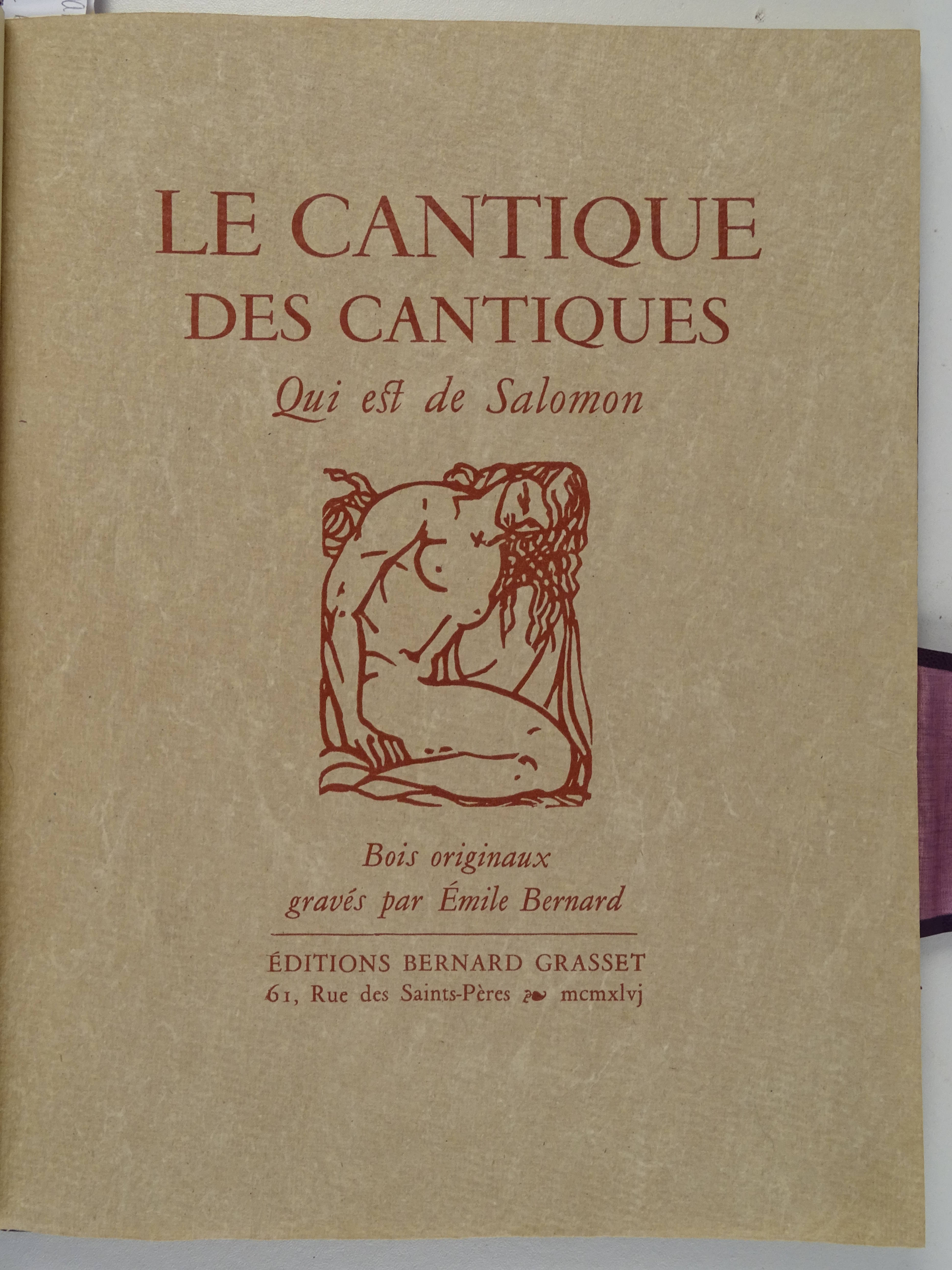[bernard Émile ] Le Cantique Des Cantiques Qui Est De Salomon Paris Bernard Grasset