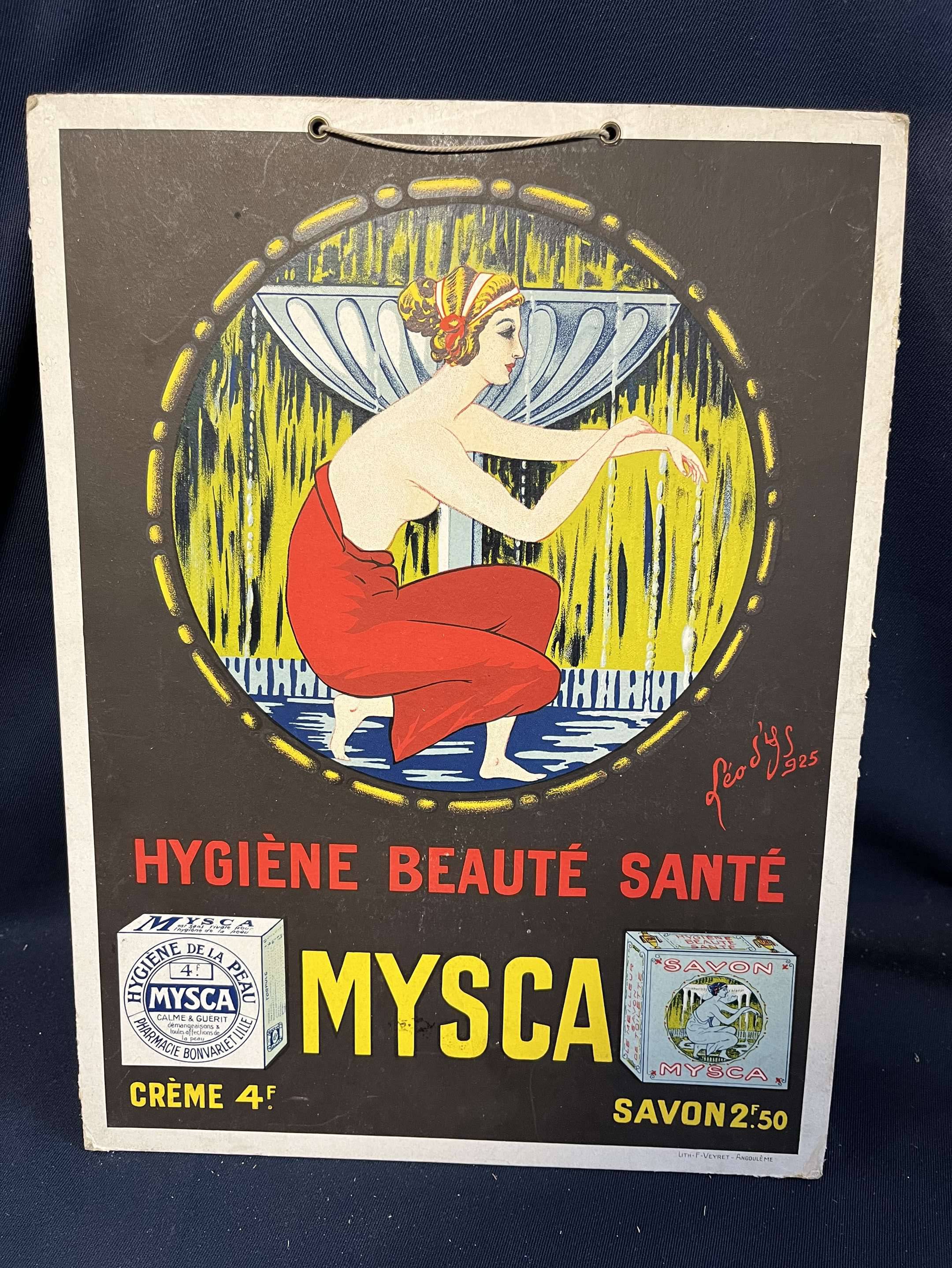 Crème et Savon MYSCA , Hygiène Santé Beauté » - Panonceau publicitaire  lithographié illustré, Vente aux enchères : Cartes postales - Vieux papiers