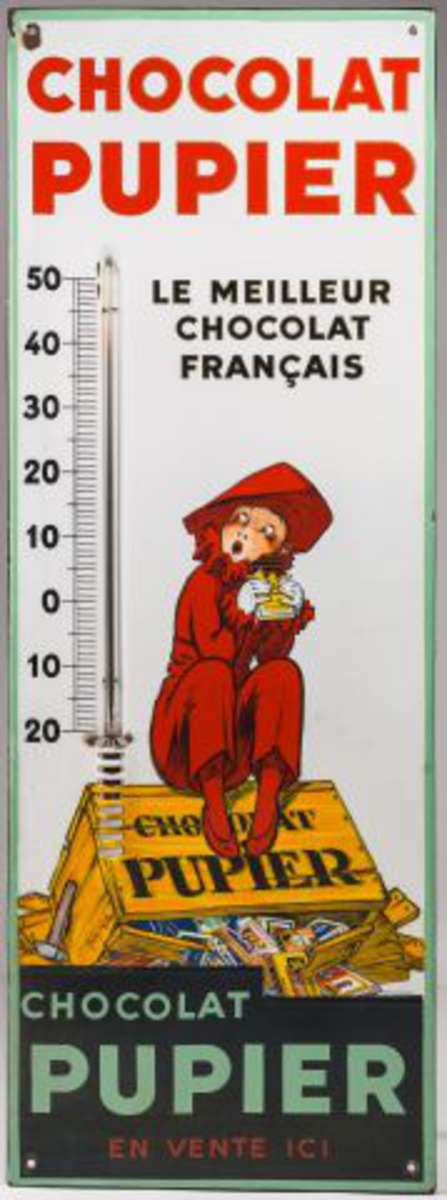 Thermomètre publicitaire vintage Chocolat Pupier