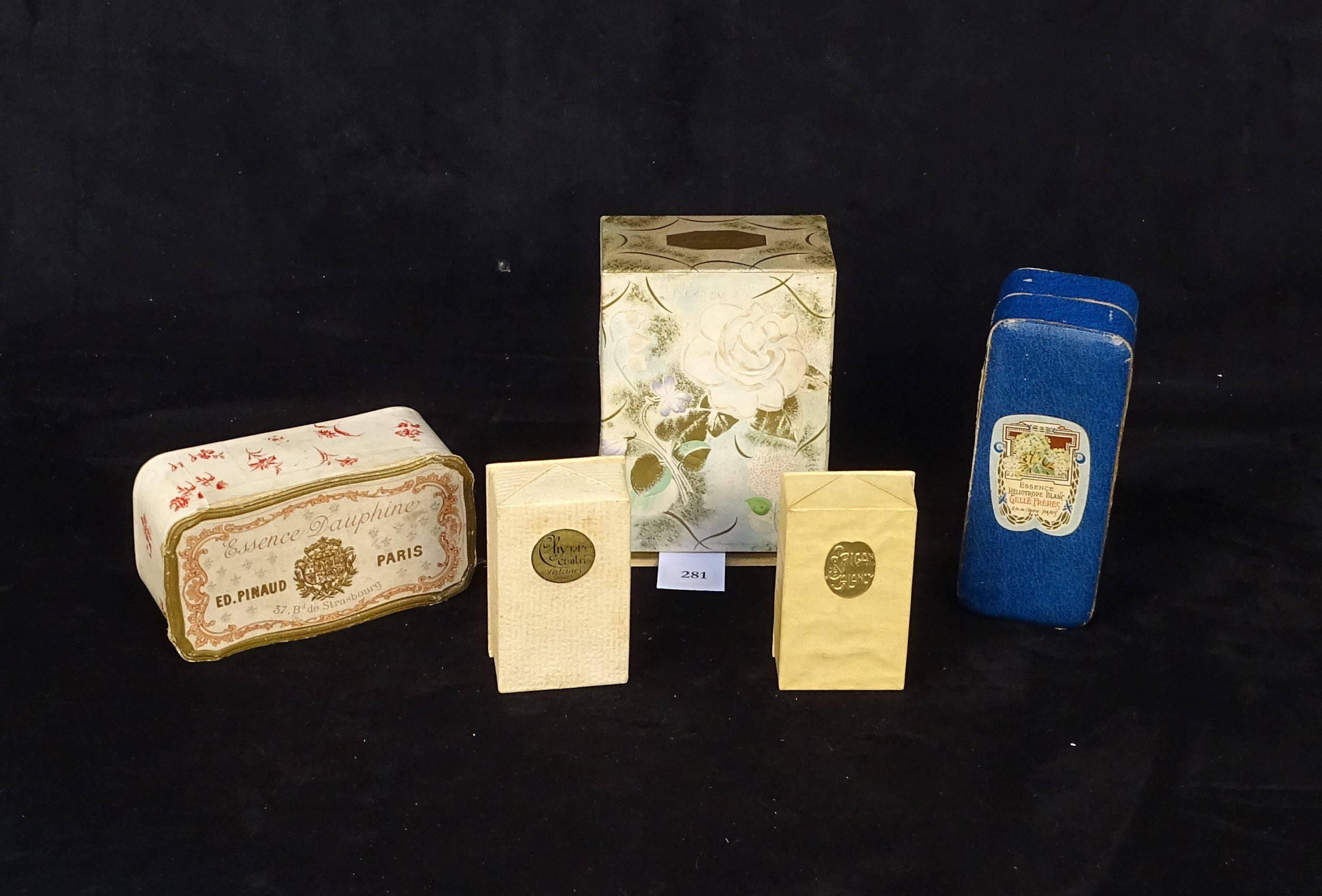 DIVERS PARFUMEURS (années 1920) - 5 coffrets anciens de parfumeurs...