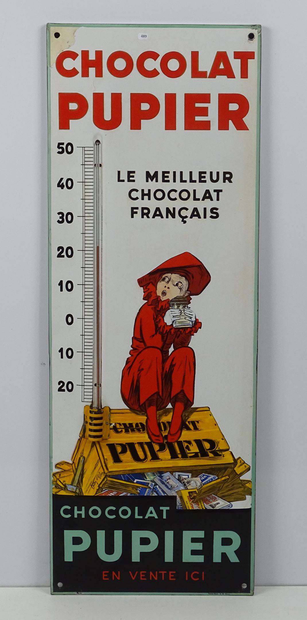 Thermomètre publicitaire vintage Chocolat Pupier