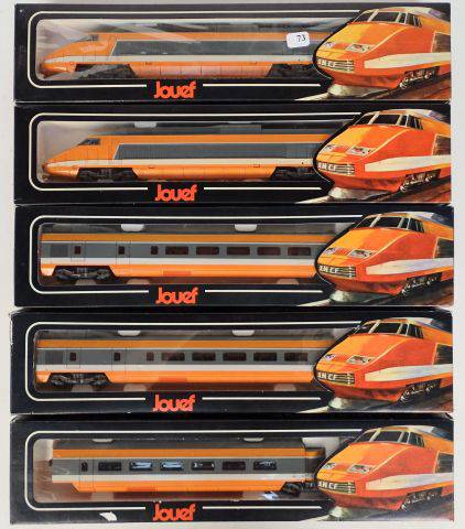 Jouef - Train TGV orange 5 éléments, motrice ref 5470, 3 voitures