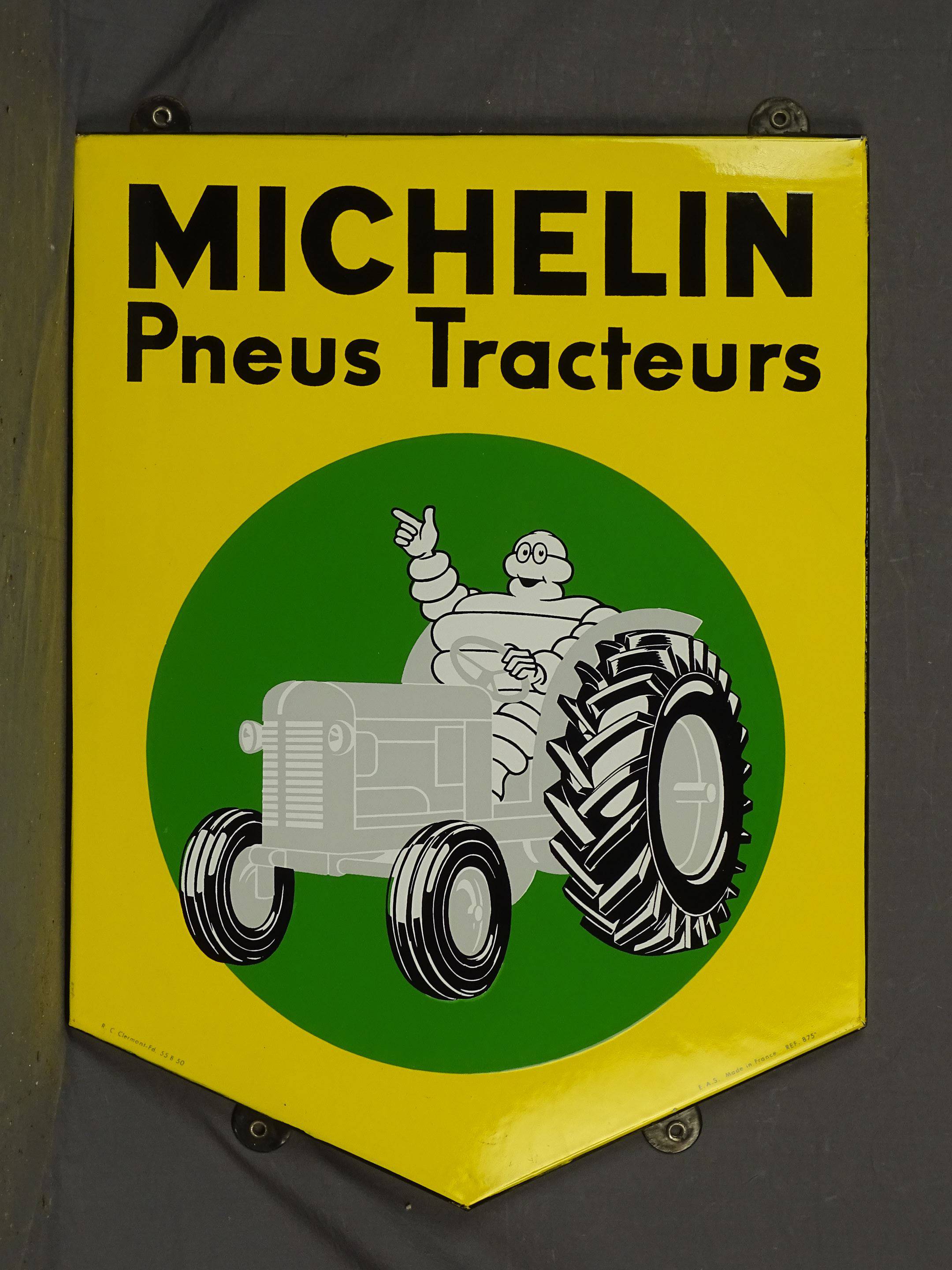 MICHELIN Pneus Tracteur : Plaque émaillée plate à rebord…