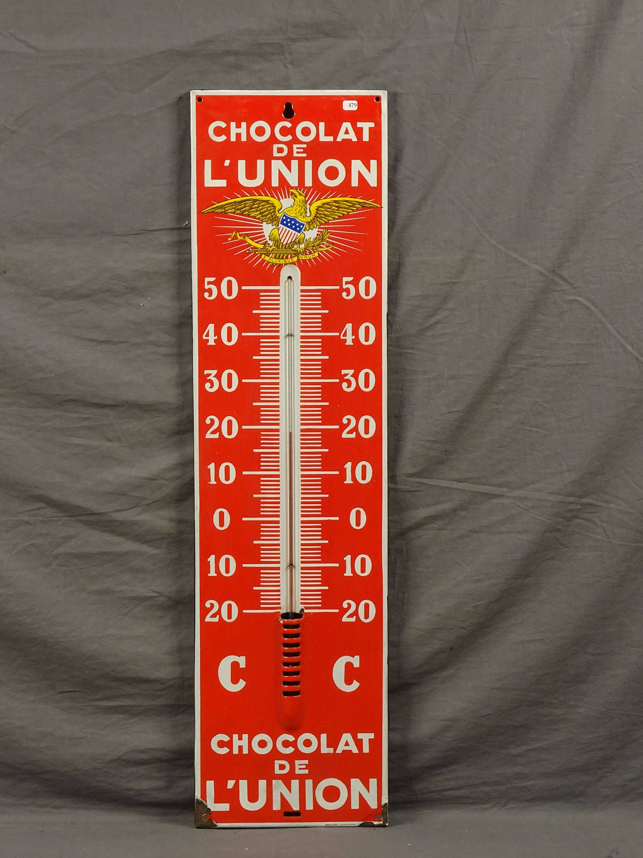 Thermomètre publicitaire Chocolat Reveillon sur plaque e…