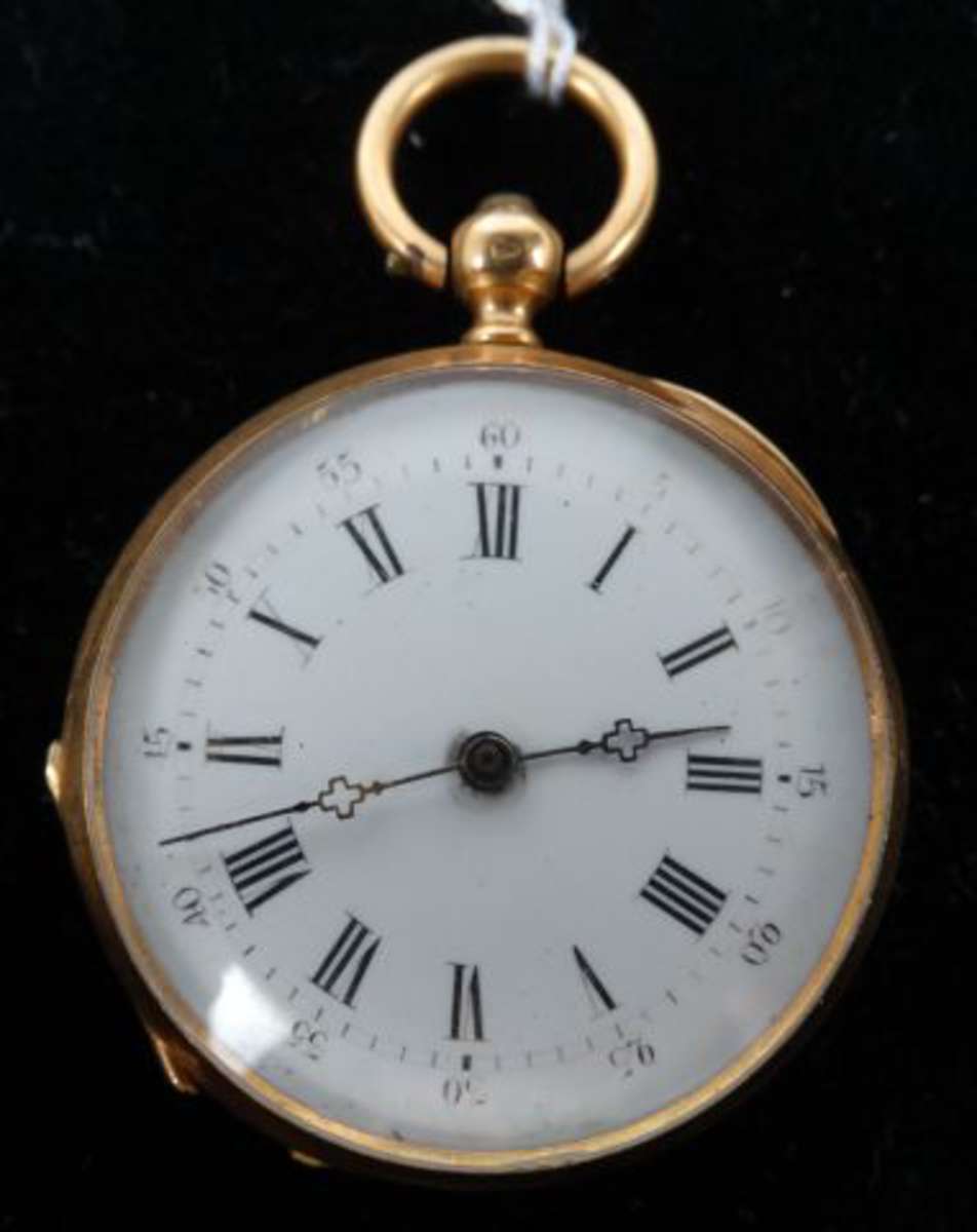 Montre gousset double bo tier en or cylindre 8 rubis Poids