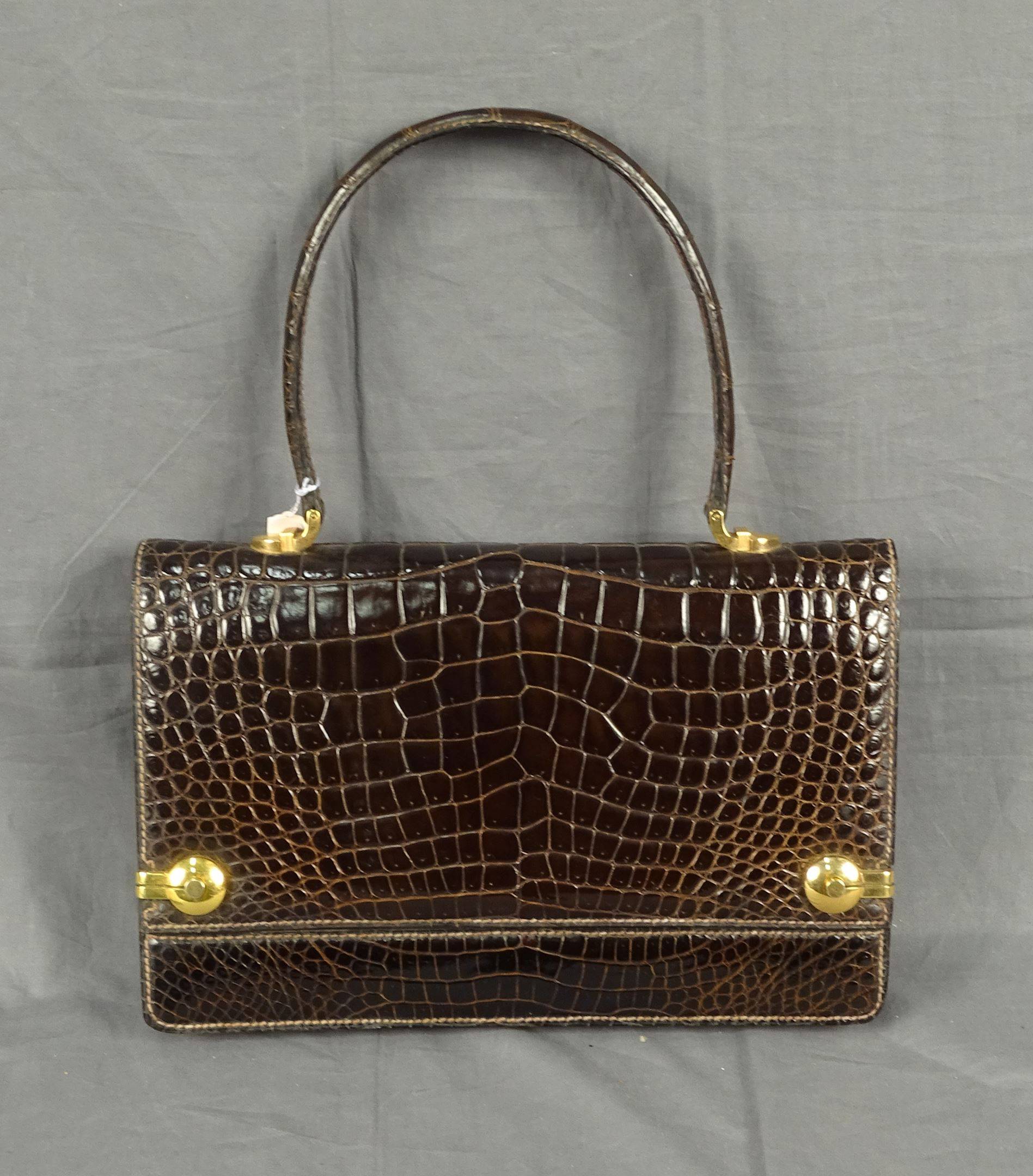 Sac cabas Georges cuir vernis effet croco Jérôme Dreyfuss noir