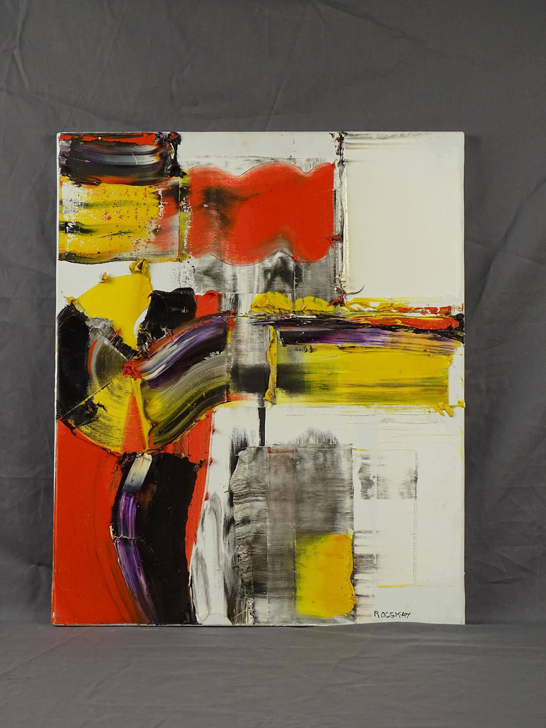 Tableau Abstrait Paul Sinus 'The Ring Code' 60x90 Cm - Tons Sépia, Cercles Et Lignes Sur Toile