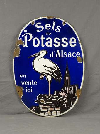SELS DE POTASSE D'ALSACE : Plaque émaillée ovale. 