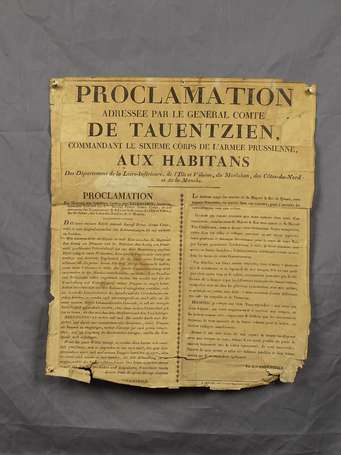 19eme - 1815 affiche de proclamation aux habitants
