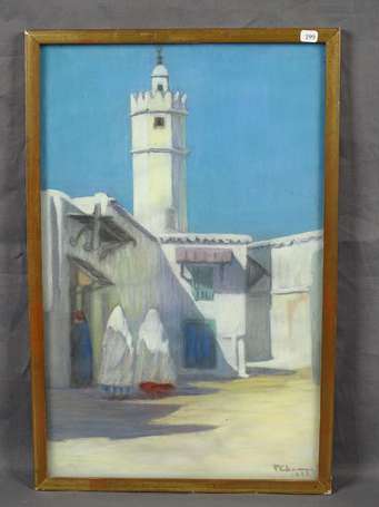 Ecole Xxeme, minaret, pastel, signée et datée 1922