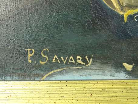 SAVARY P. XXe - Vue du port de Concarneau. Huile 