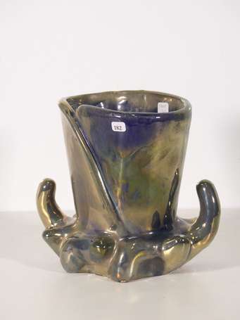 RAMBERVILLERS - Vase en grès à glaçure bleue 