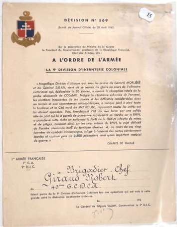 Citation du brigadier GIRAUD , du 40eme CDCA ; 9 