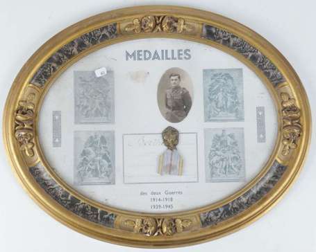 Encadrement , avec médaille commémorative 2GM, et 