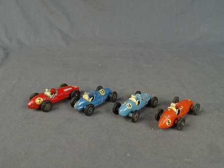 Crescent toys- 4 voitures de course, état d'usage 