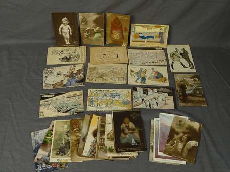 1GM - Lot de 40 cartes postales humoristiques, 