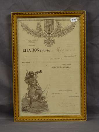 Encadrement d'une citation à l'ordre du régiment 