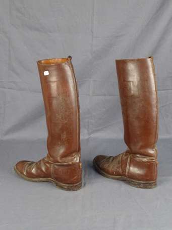 FR2GM - Paire de bottes en cuir marron, très bel 