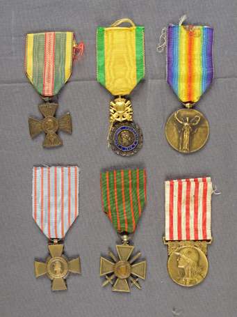Mil - 14/18 - Ensemble de 6 médailles - Croix de 