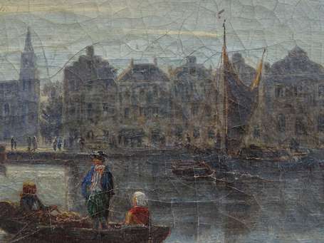 ECOLE HOLLANDAISE XVIIIe - Vue de port. Huile sur 