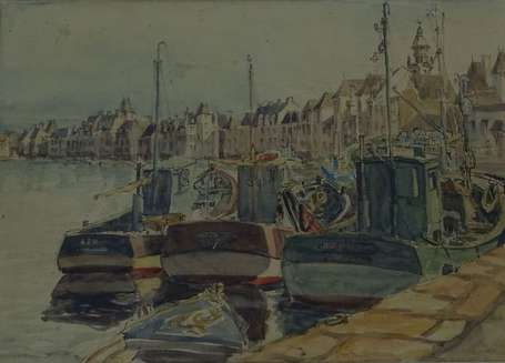 ECOLE MODERNE - Le Port du Croisic. Aquarelle, 