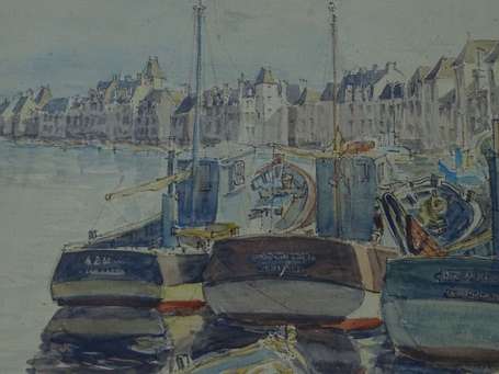 ECOLE MODERNE - Le Port du Croisic. Aquarelle, 