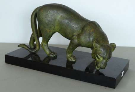 Rochard Panthère sujet en bronze à patine verte, 