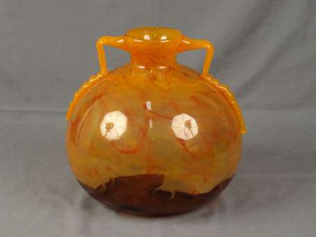 SCHNEIDER - Grand vase boule à col étroit et anses
