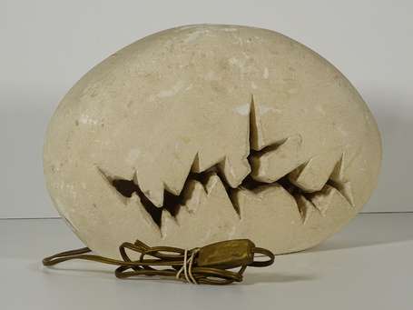 TORMOS Albert - Lampe à poser ovoïde en pierre 