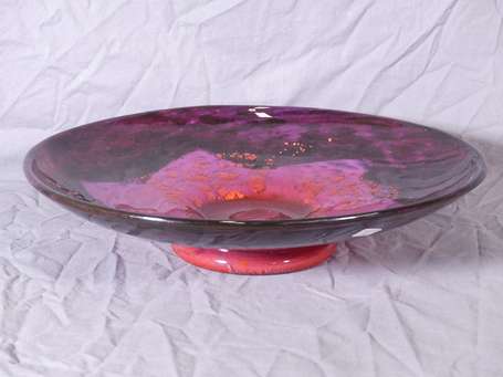 DAUM - Large coupe circulaire sur talon en verre 