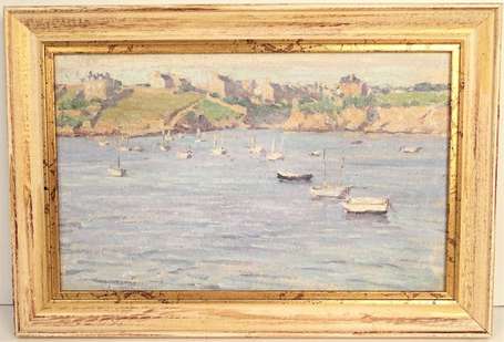 ECOLE MODERNE - Marine (Guidel ?). Huile sur toile