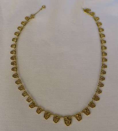 Collier draperie filigrané en or jaune 18K 