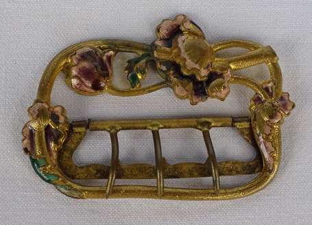 Boucle de ceinture Art Nouveau en métal doré à 