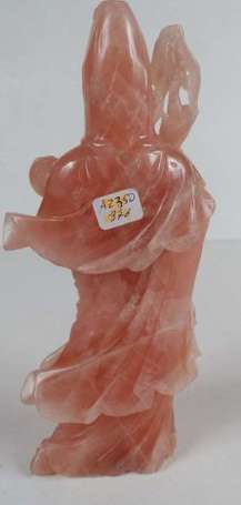 Kwan-Yn au ruyi Sujet en quartz rose Chine ( 