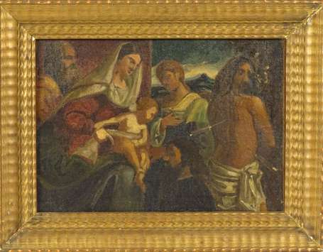 ECOLE XXe - Vierge à l'enfant avec Saint Sébastien
