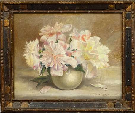 DURAN Henry XXe - Bouquet de fleurs. Huile sur 