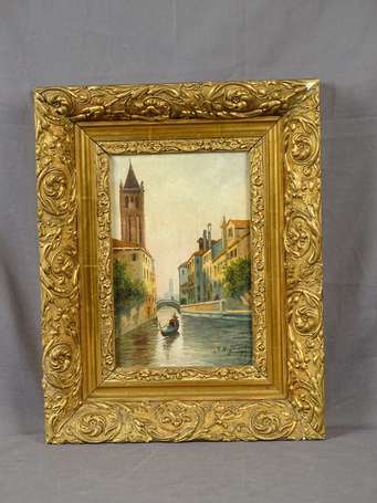 BERT J.H. Xxé Canal à Venise. Huile sur toile 