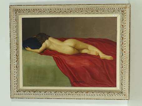MAJOR Joan Xxé Femme nue allongée Huile sur toile 