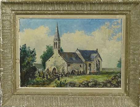 MORAND XXe - Eglise bretonne. Huile sur toile, 