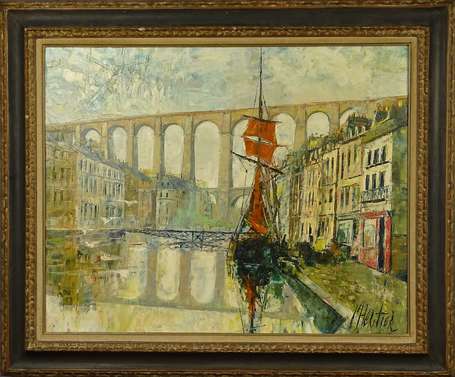 L'HERITIER Gilbert XXe - Viaduc de Morlaix vu du 