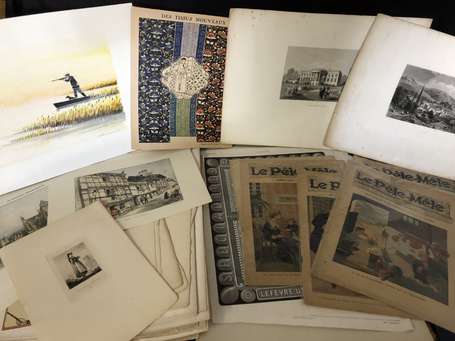 Vieux papiers - Carton de Gravures , illustrations