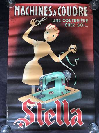 « Machine à coudre STELLA » - affiche illustrée 