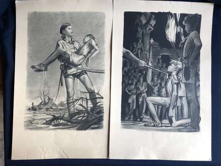 Scoutisme - 2 gravure par P. Joubert sur le thème 