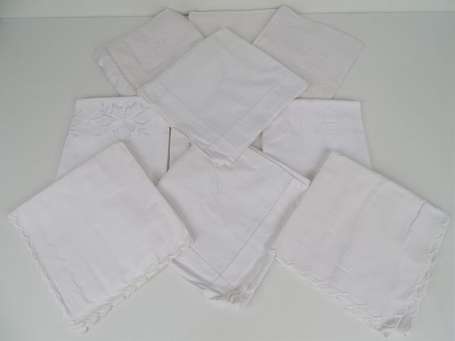 Lot de 10 taies d'oreiller en coton et lin blanc 