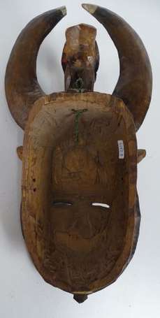 Ancien masque de danse en bois dur à la patine 