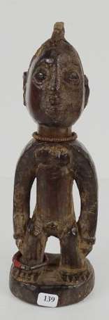 Ancienne statuette de jumeaux en bois dur 'Ibedji'