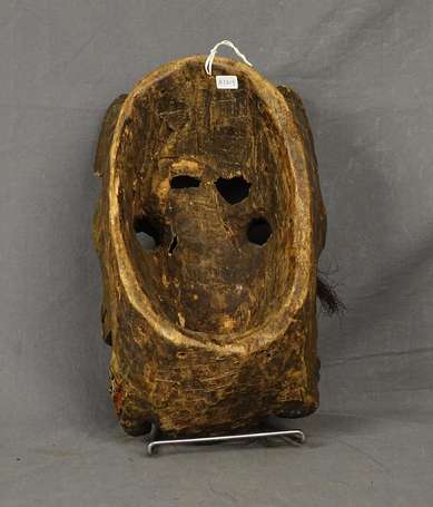 Ancien masque de danse en bois léger 'Wé'. Tresses