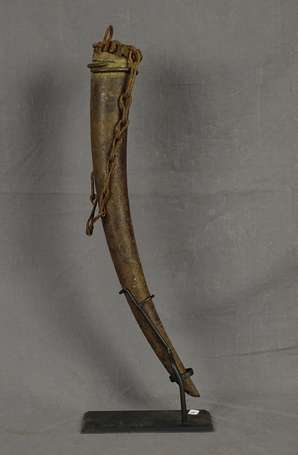 Très rare et ancienne corne en ivoire de féticheur